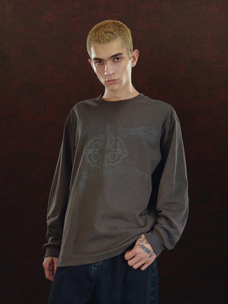 DICETINY Mottled Logo Printed Long Sleeve Tee | Face 3 Face