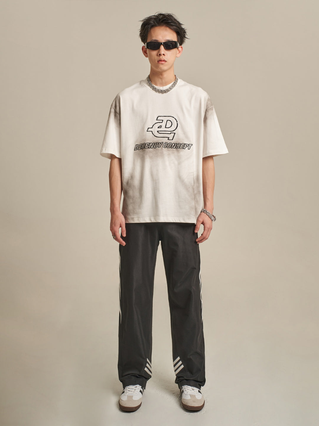 F3F Select Striped Wide Leg Black Pants