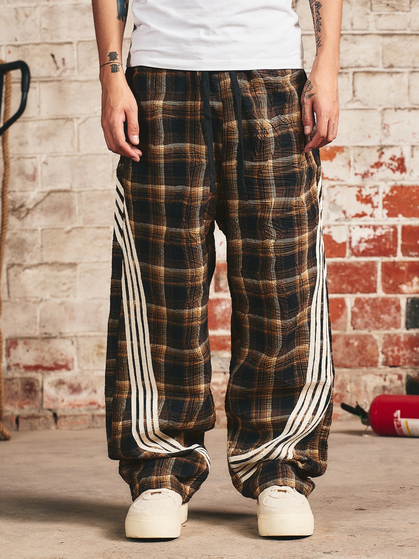 S45 Bar Stripes Plaid Baggy Pants | Face 3 Face