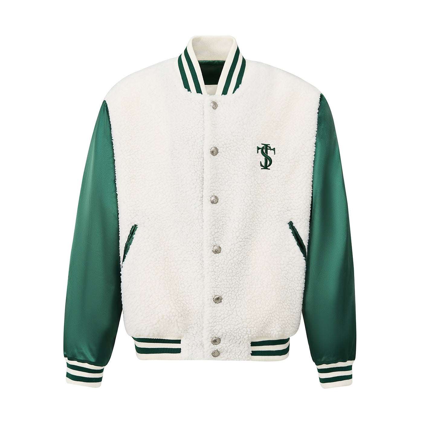 Small Town Kid Sherpa Fleece Patchwork Varsity Jacket | Face 3 Face