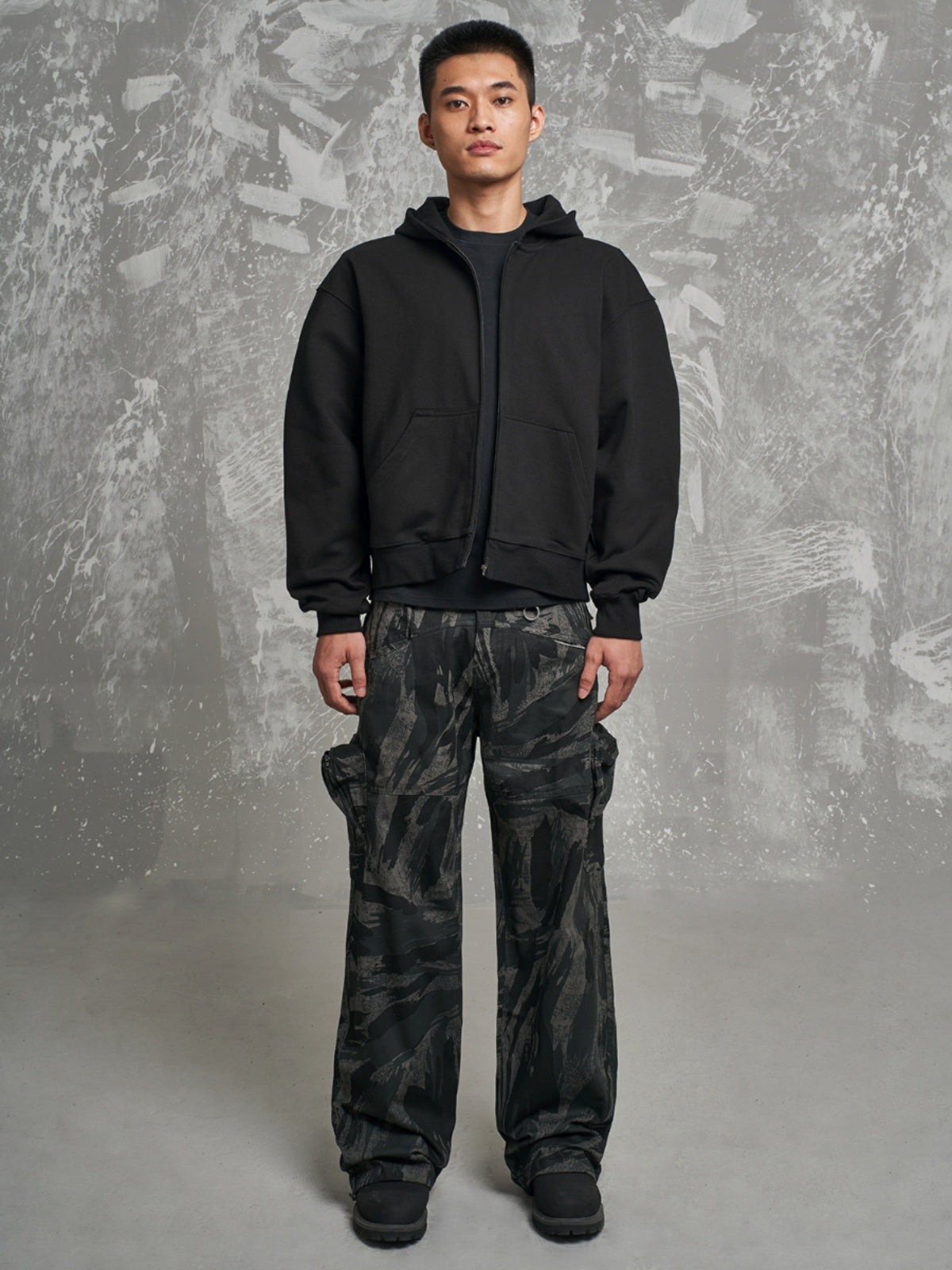 F3F Select Gray Camouflage Multi Pocket Baggy Cargo Pants | Face 3 Face