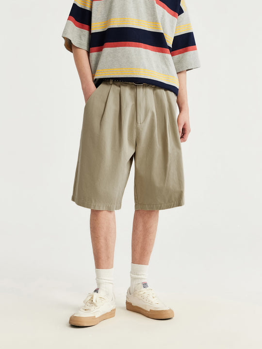 F3F Select Basic Solid Color Two Tuck Wide Shorts