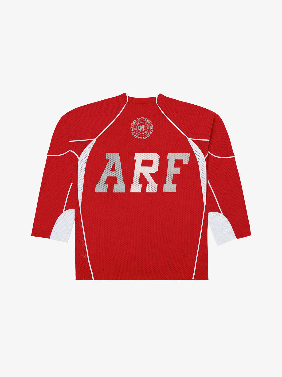 MHARF Logo Printed Red Patchwork Mesh Hockey Jersey | Face 3 Face