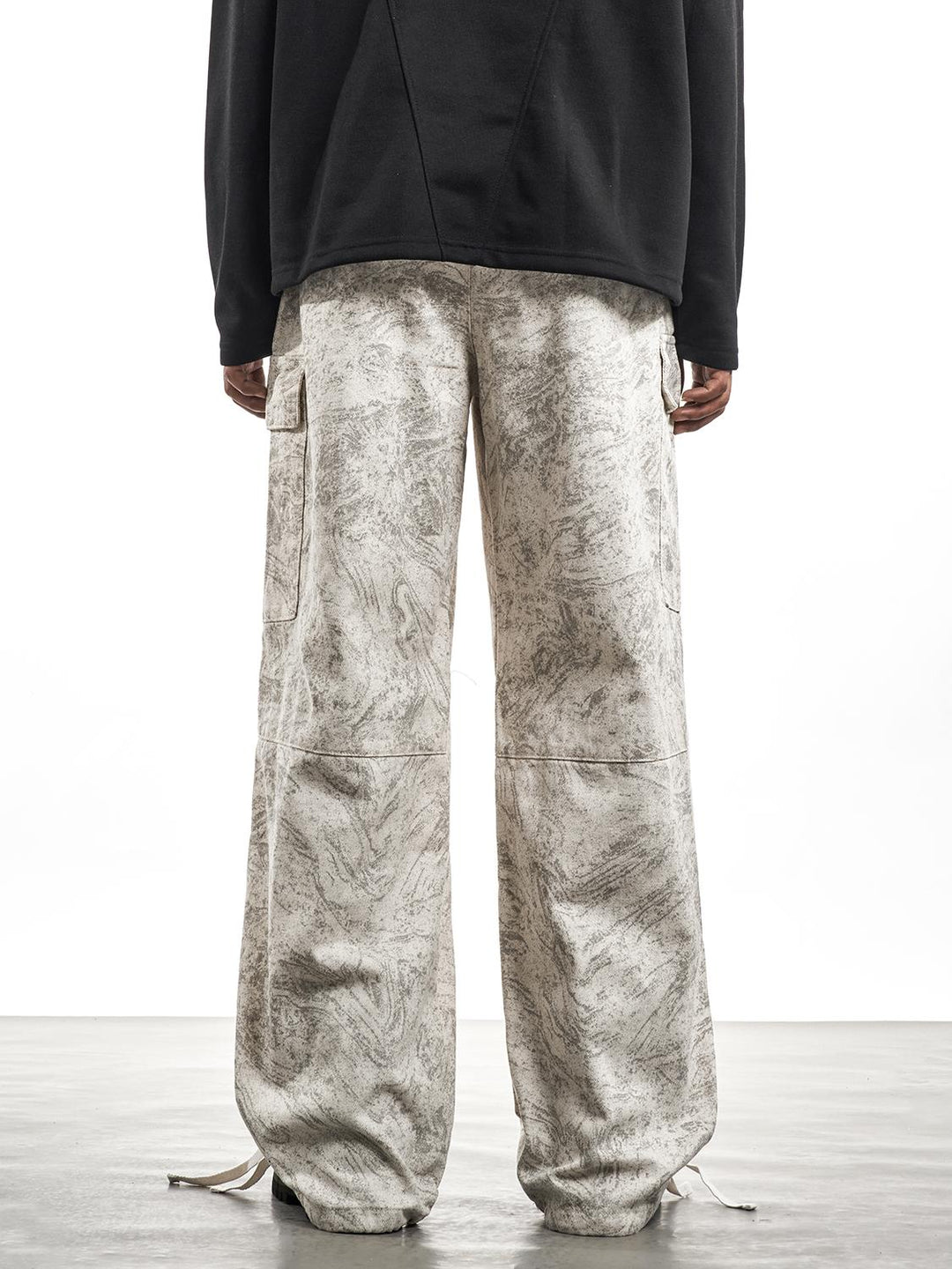 F3F Select Marble Print Drawstring Baggy Cargo Pants | Face 3 Face