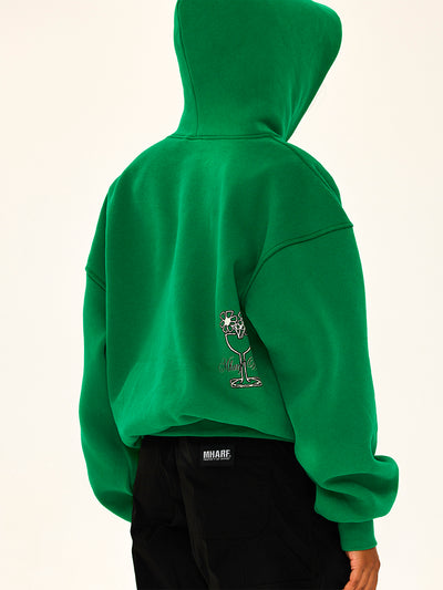 MHARF Green Logo & Glass Cup Flower Pattern Hoodie | Face 3 Face