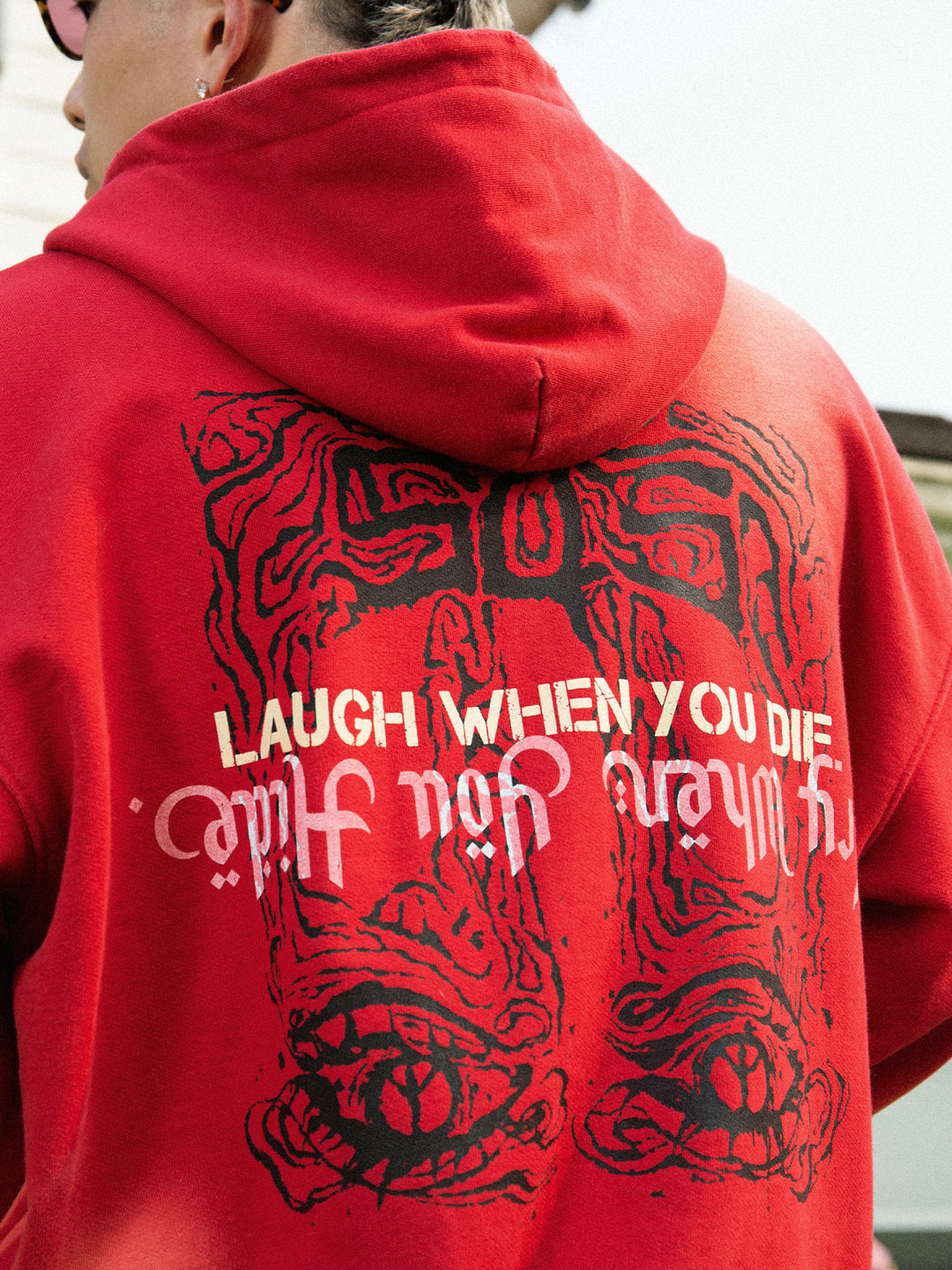 S45 Gradient Washed Tears Girl Print Hoodie | Face 3 Face