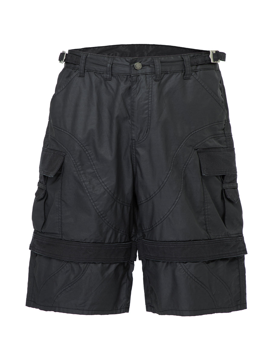 F2CE Brush Wax Coated Multi Pocket Work Cargo Shorts