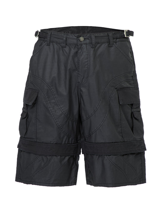 F2CE Brush Wax Coated Multi Pocket Work Cargo Shorts