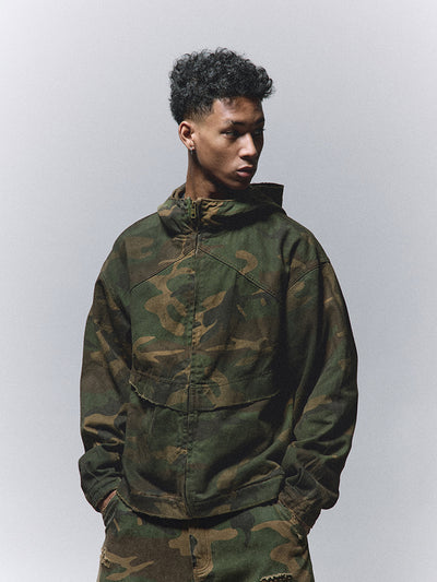 ANTIDOTE Camouflage Damage Hooded Work Jacket | Face 3 Face