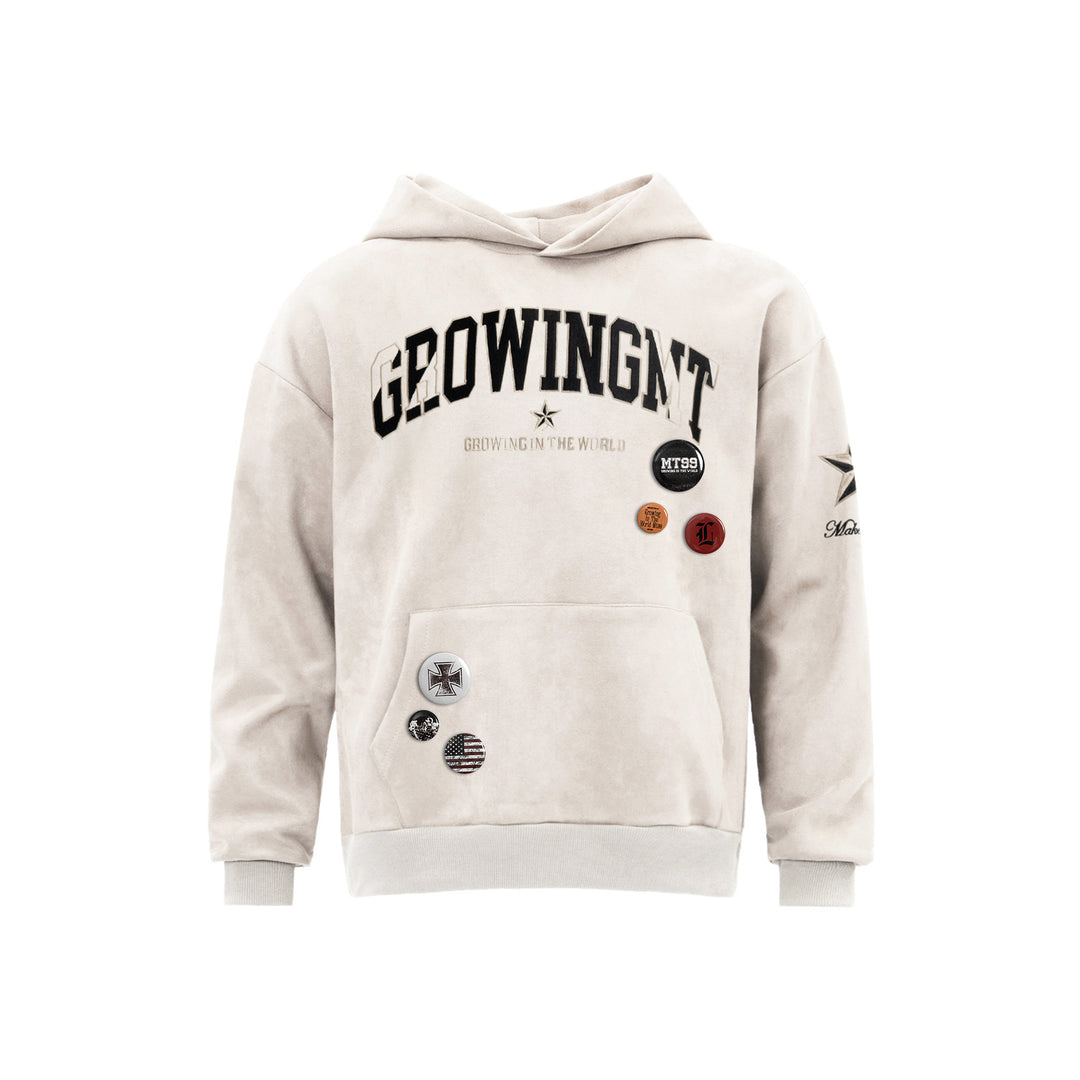 F3F Select Embroidered Faux Suede Hoodie | Face 3 Face