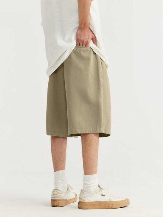 F3F Select Basic Solid Color Two Tuck Wide Shorts