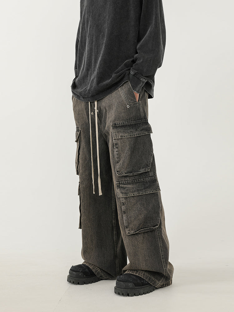 F3F Select Gradient Washed Multi Pocket Work Cargo Jeans