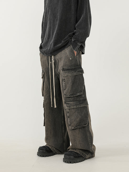 F3F Select Gradient Washed Multi Pocket Work Cargo Jeans