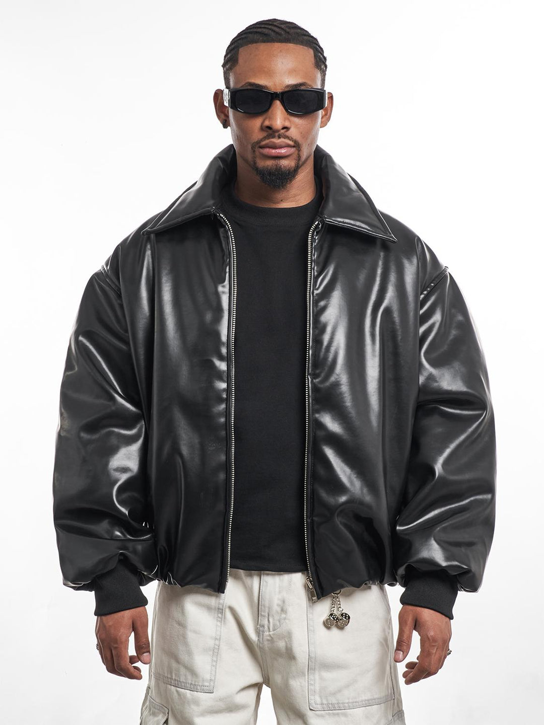 F3F Select PU Leather Bomber Puffer Jacket | Face 3 Face