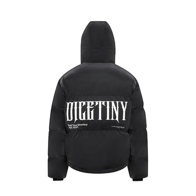 DICETINY Hooded Matte Logo Print Short Down Jacket | Face 3 Face