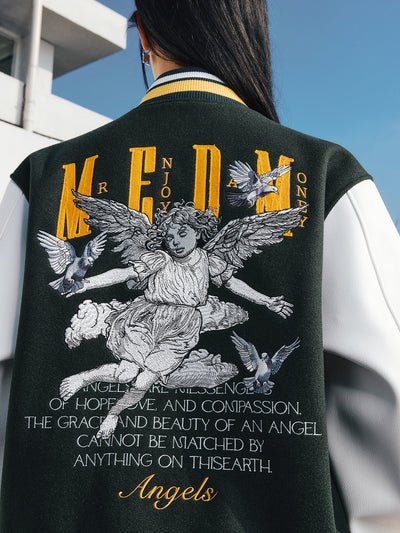 MEDM Sketch Angel Dove Varsity Jacket | Face 3 Face