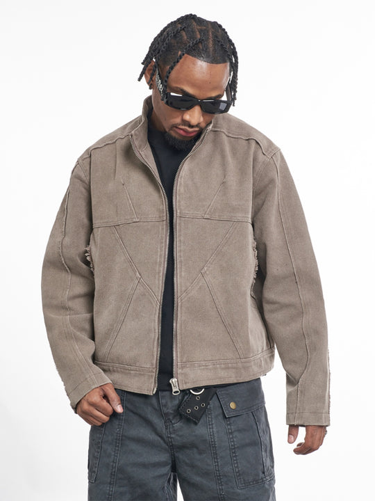 F3F Select Washed Denim Motorcycle Jacket | Face 3 Face