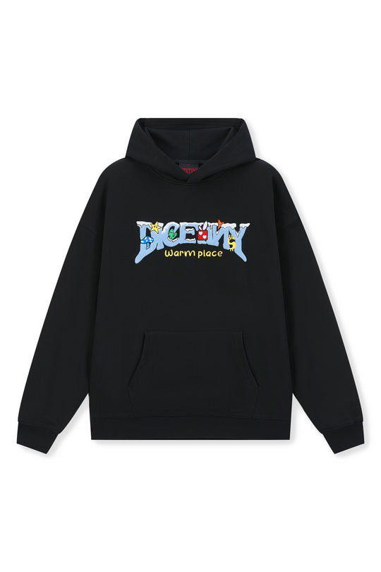 DICETINY Comics Logo 3D Embroidery Hoodie | Face 3 Face