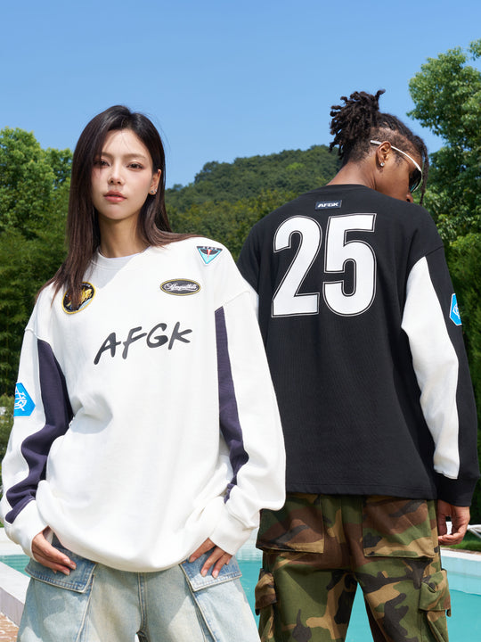 AFGK Badge Waffle Stitching Jersey Long Sleeved Tee | Face 3 Face