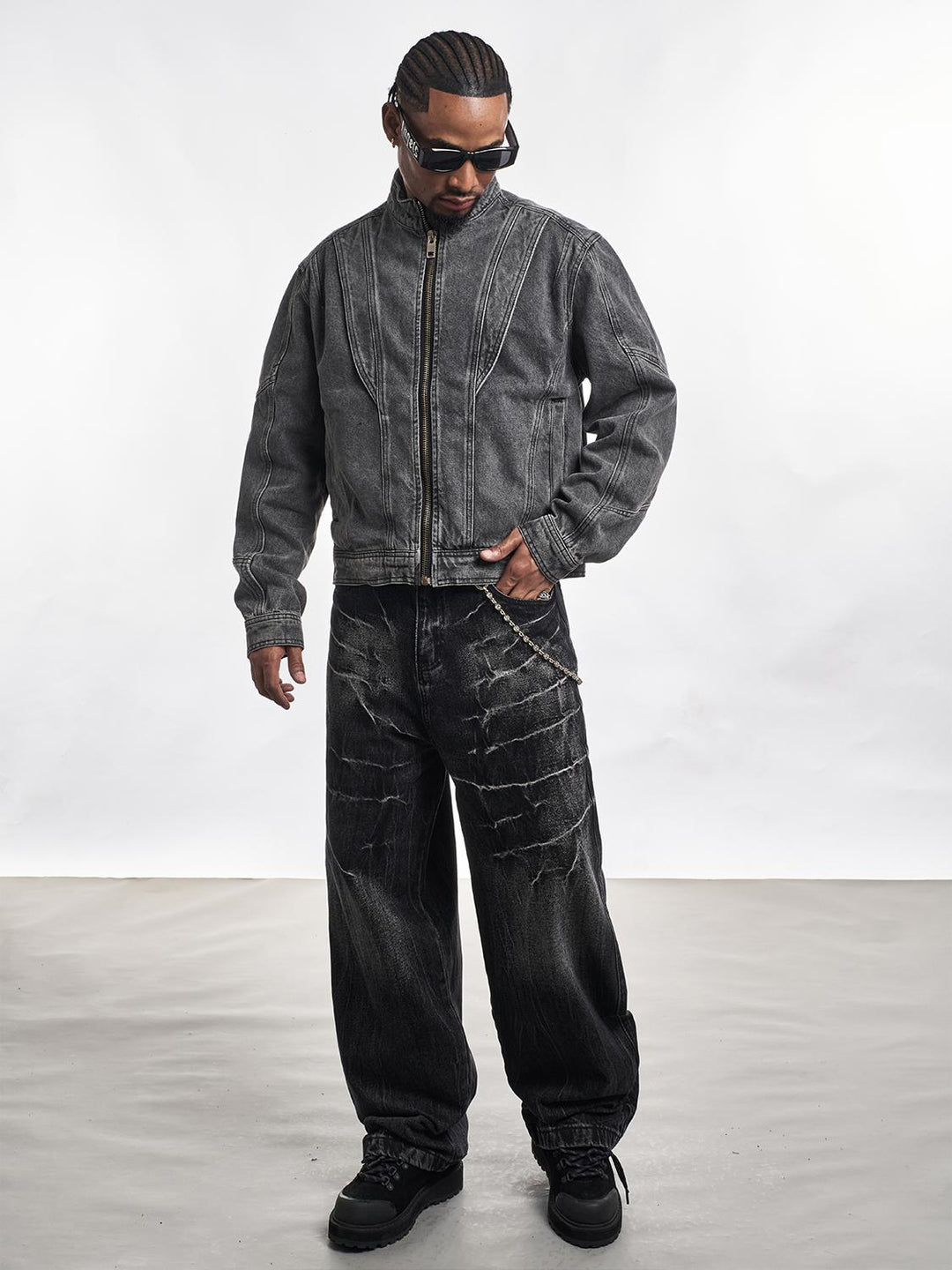 F3F Select Patchwork Washed Denim Short Jacket | Face 3 Face