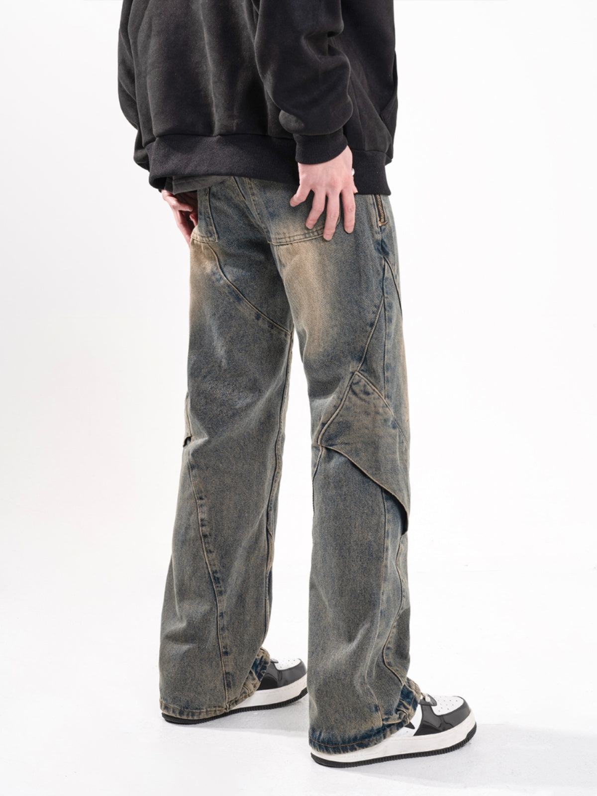 F3F Select Live Piece Splicing Mud Dyed Blue Jeans