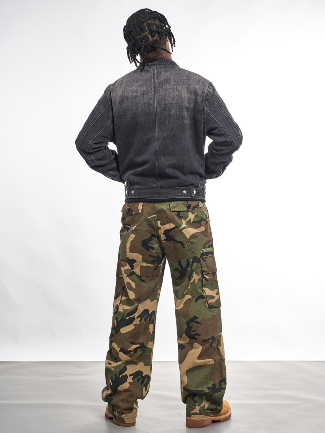 F3F Select Double Rivet Button Washed Denim Motorcycle Jacket | Face 3 Face