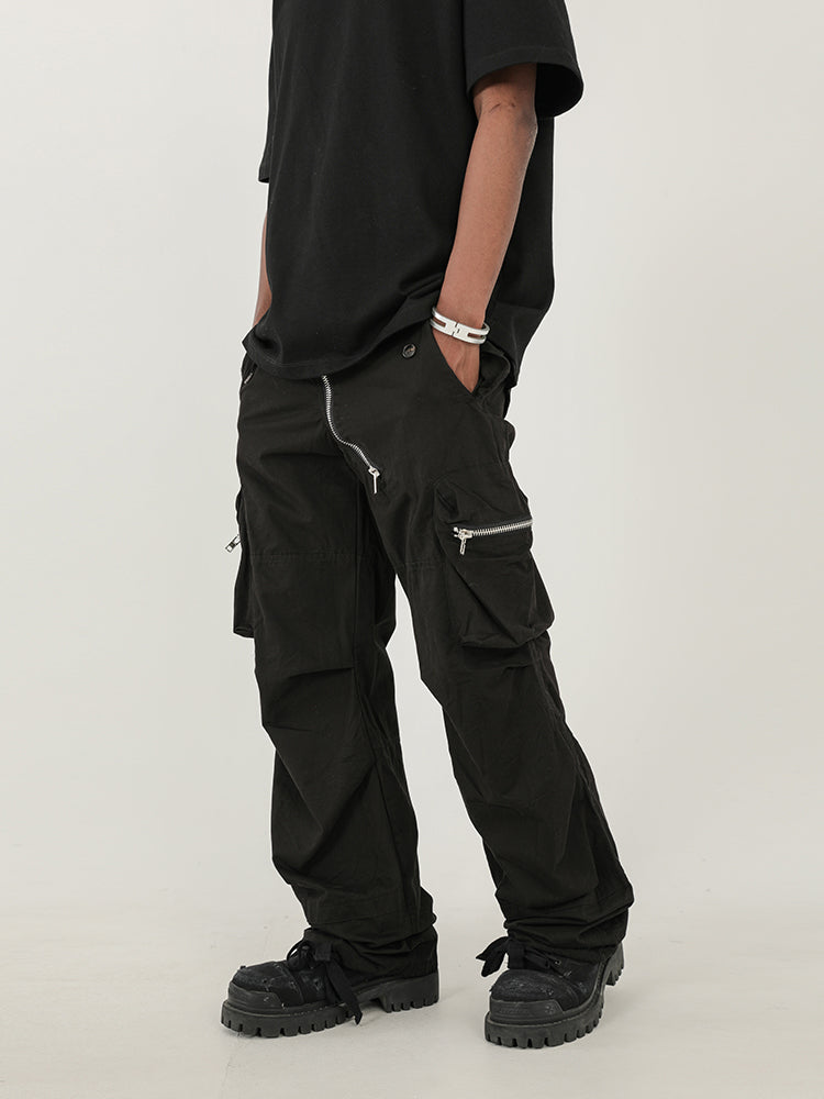 F3F Select Design Zipper Multi Pocket Pleated Work Cargo Pants