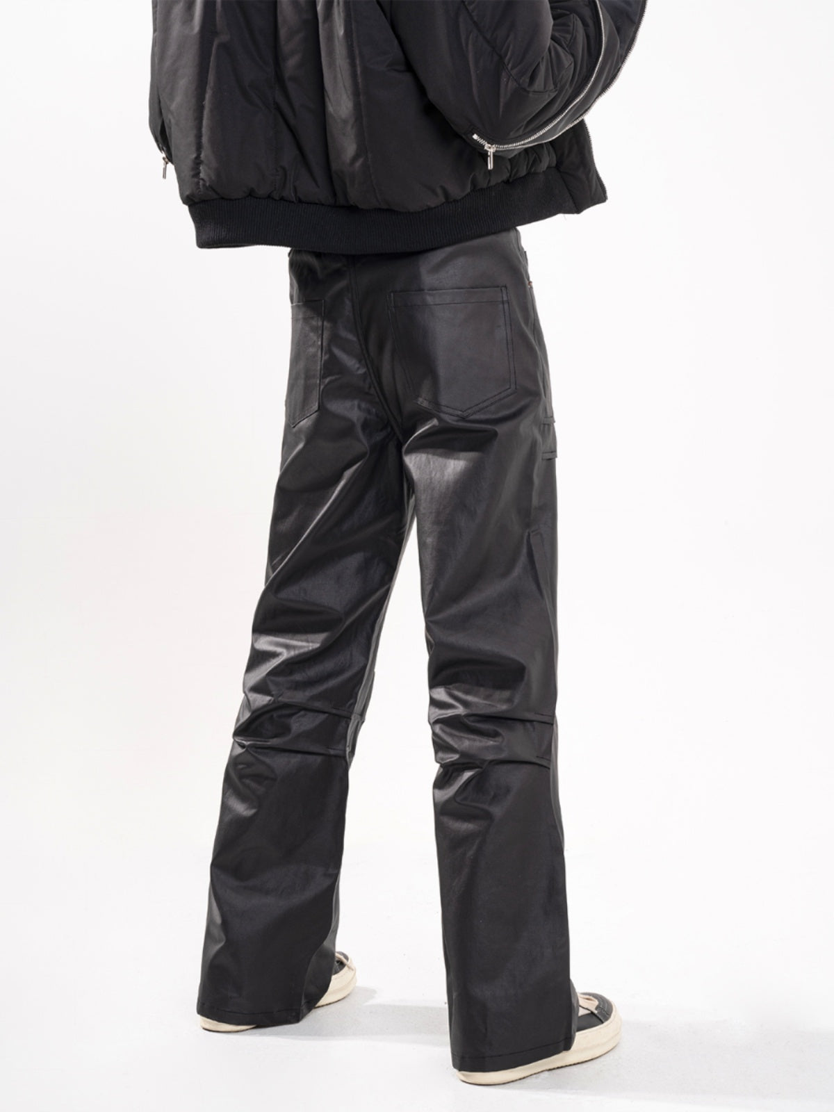 F3F Select Micro Flare Black Textured Leather Pants