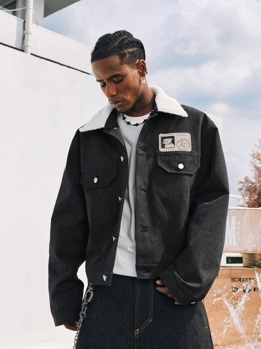 MEDM Puppy Patch Boa Lapel Jacket | Face 3 Face