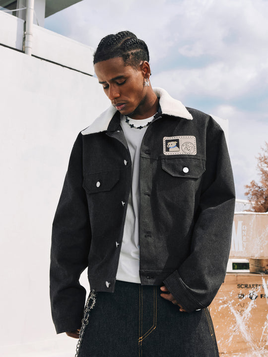 MEDM Puppy Patch Boa Lapel Jacket | Face 3 Face