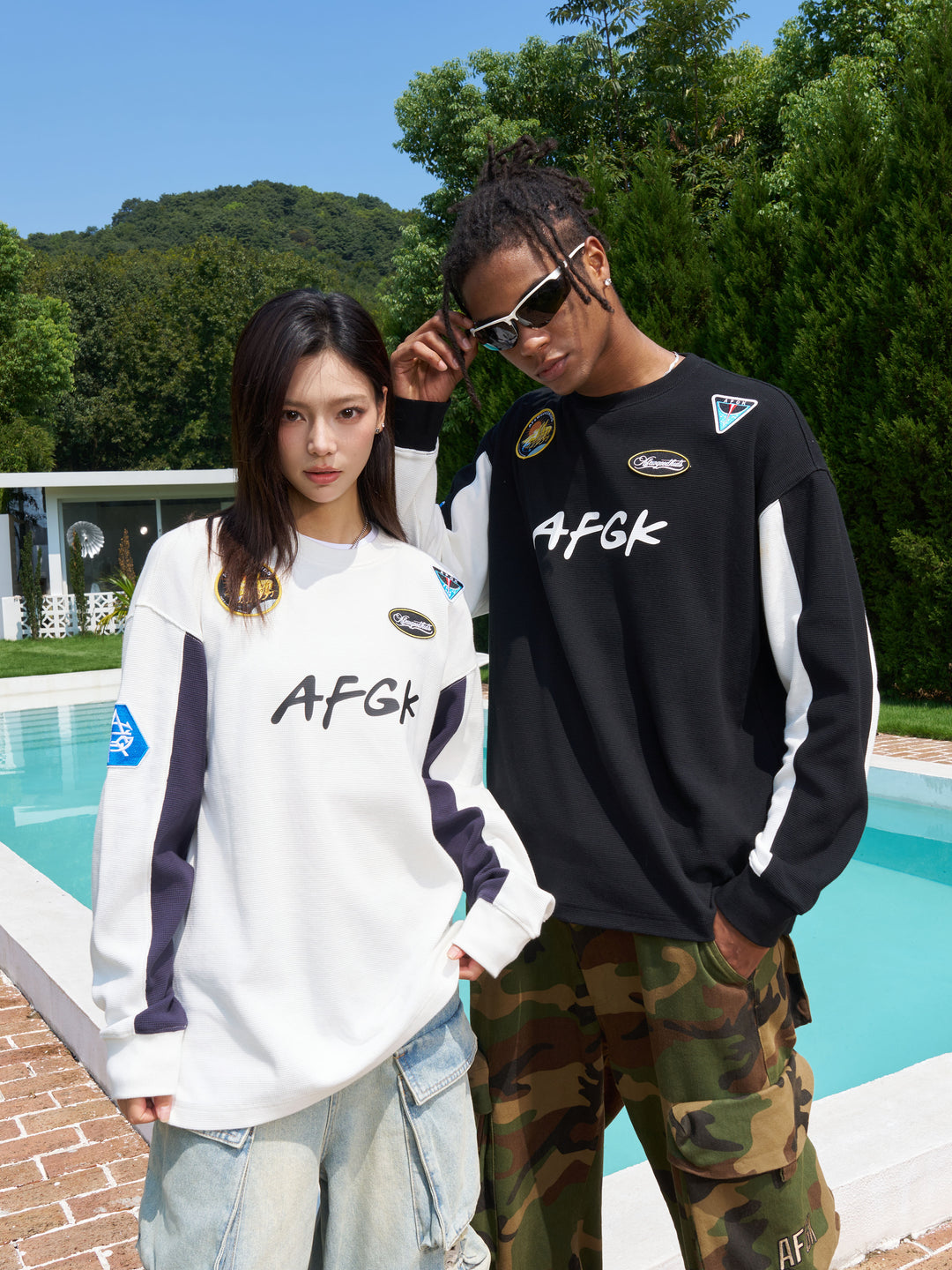 AFGK Badge Waffle Stitching Jersey Long Sleeved Tee | Face 3 Face