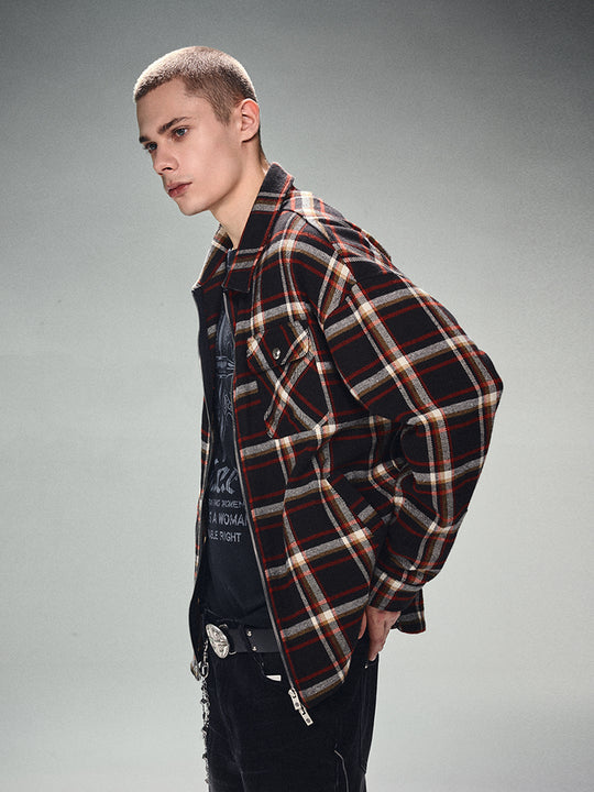 DICETINY Plaid Double Zip Shirt Jacket | Face 3 Face