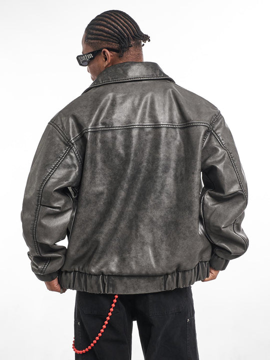 F3F Select Vintage PU Leather Zip Up Jacket | Face 3 Face