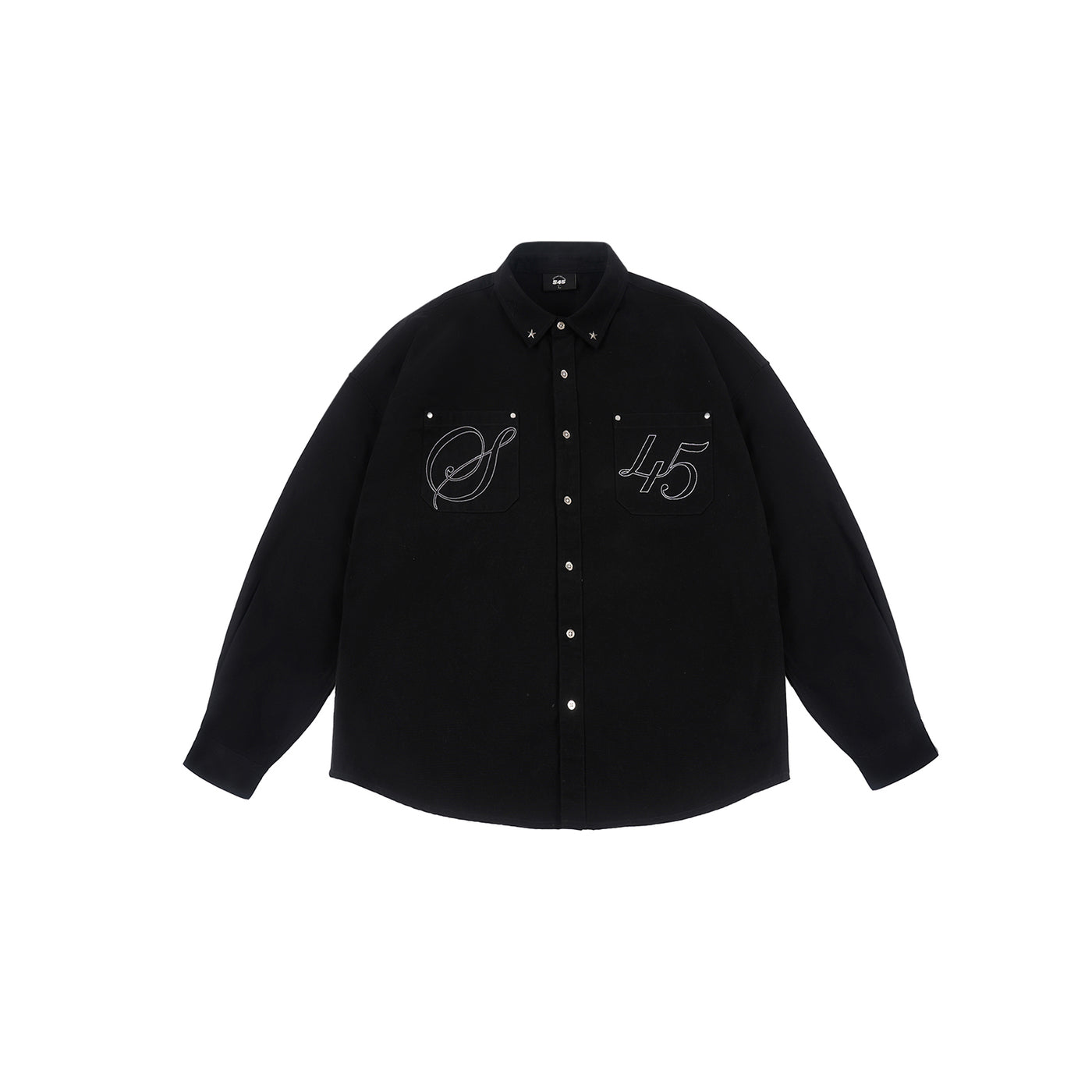 S45 Basic Embroidery Star Studs Long Sleeved Shirt | Face 3 Face