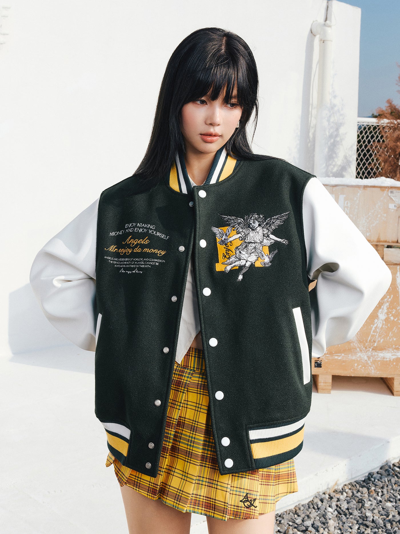 MEDM Sketch Angel Dove Varsity Jacket | Face 3 Face