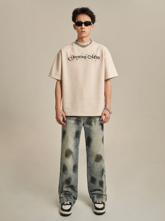 F3F Select Dirty Dye Splashed Ink Heavy Washed Jeans