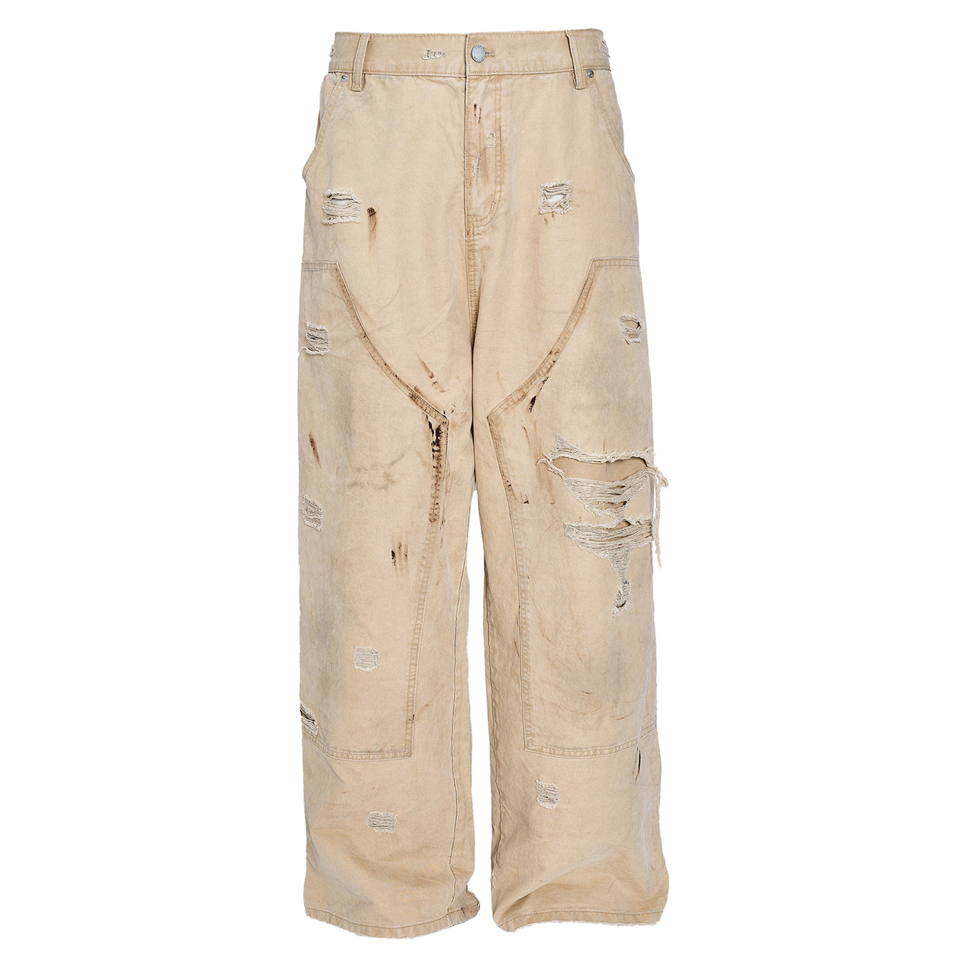 STEEPC Washed Dirty Old Ripped Double Knee Baggy Pants | Face 3 Face