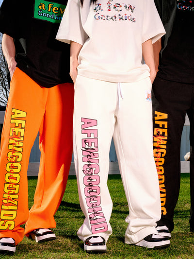 AFGK Double Row Letter Printed Sweat Pants