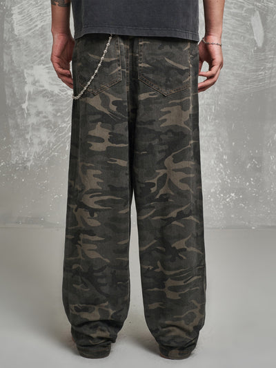 F3F Select Stacked Camouflage Baggy Work Pants | Face 3 Face