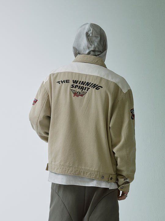 F2CE Embroidery Deconstruction Color Block Racing Jacket | Face 3 Face