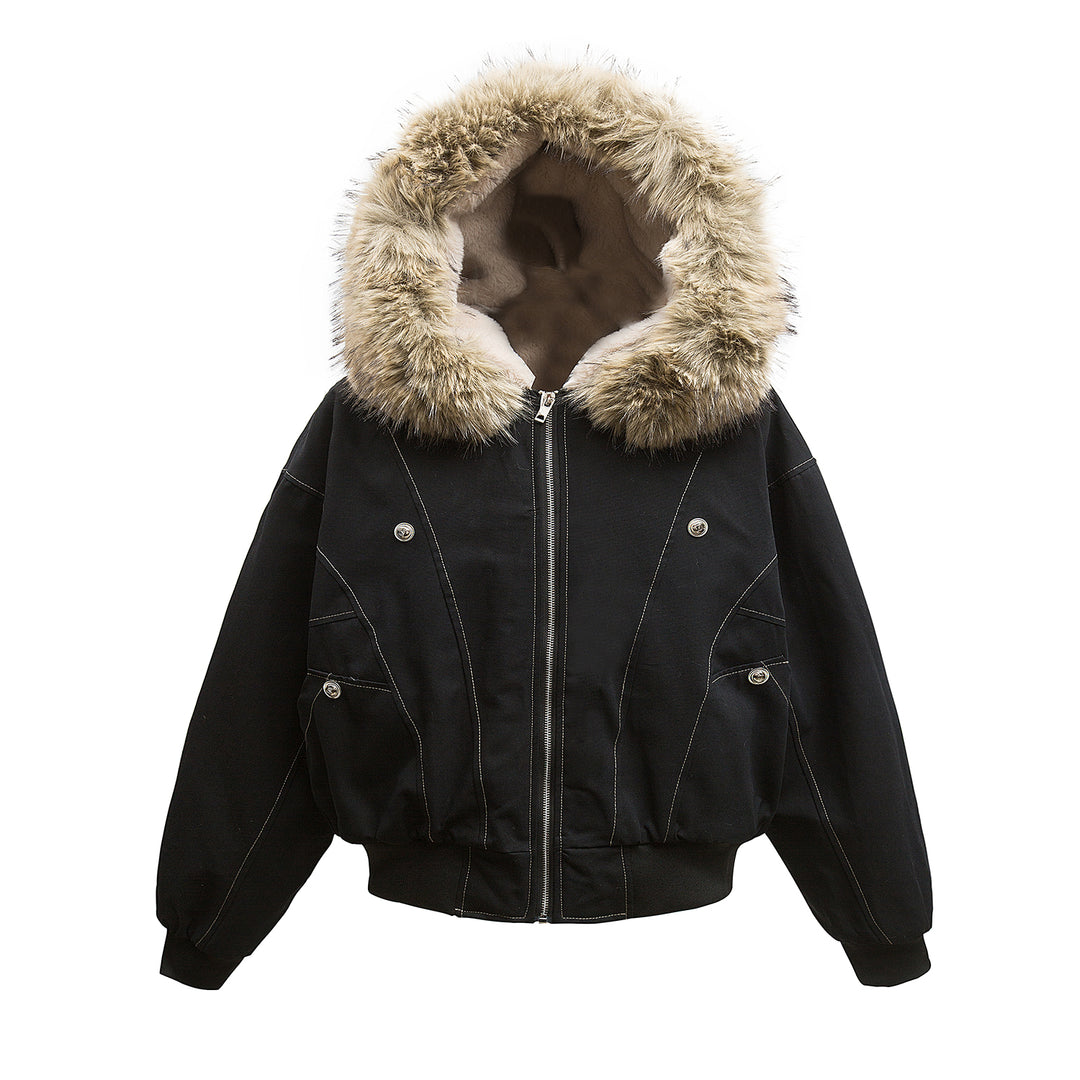 F3F Select Faux Fur Hooded Work Jacket | Face 3 Face