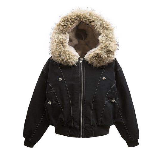 F3F Select Faux Fur Hooded Work Jacket | Face 3 Face