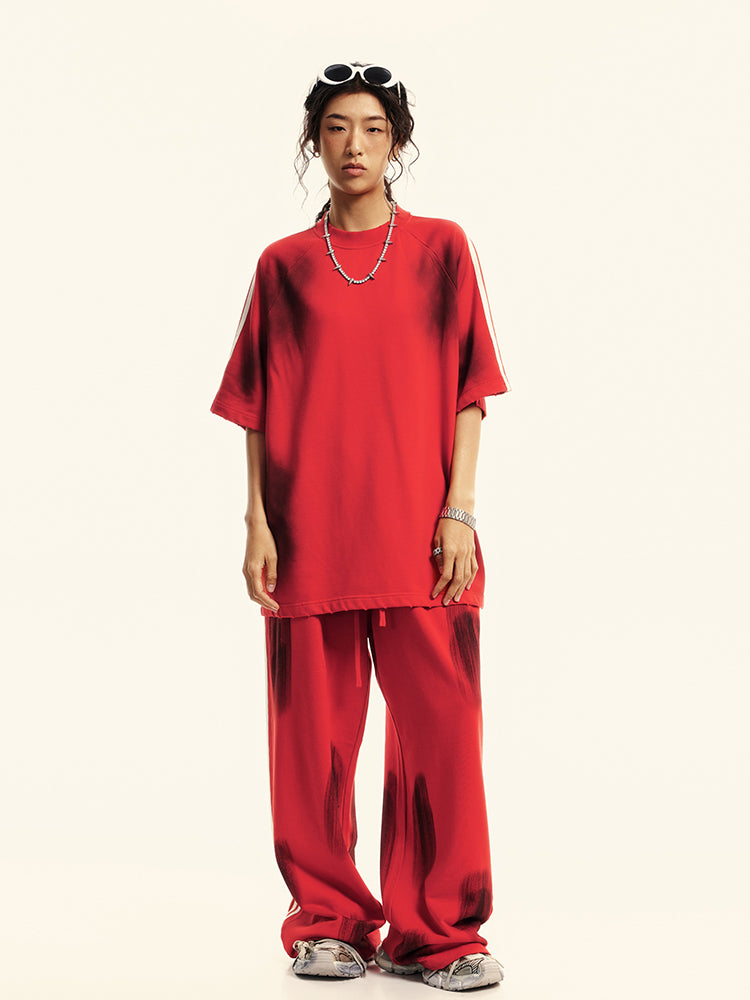 F3F Select Three Bars Spray Color Abrasion Wide Sweatpants