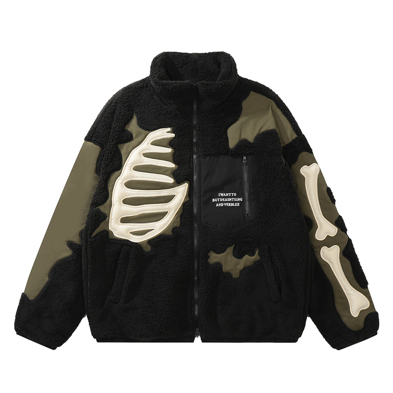 F3F Select Skeleton Sherpa Fleece Boa Jacket