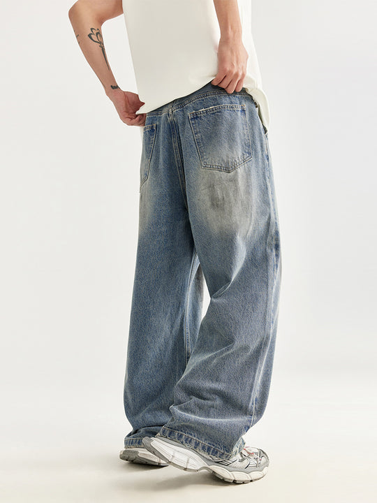 F3F Select Retro Washed & Rubbed Distressed Tuck Jeans