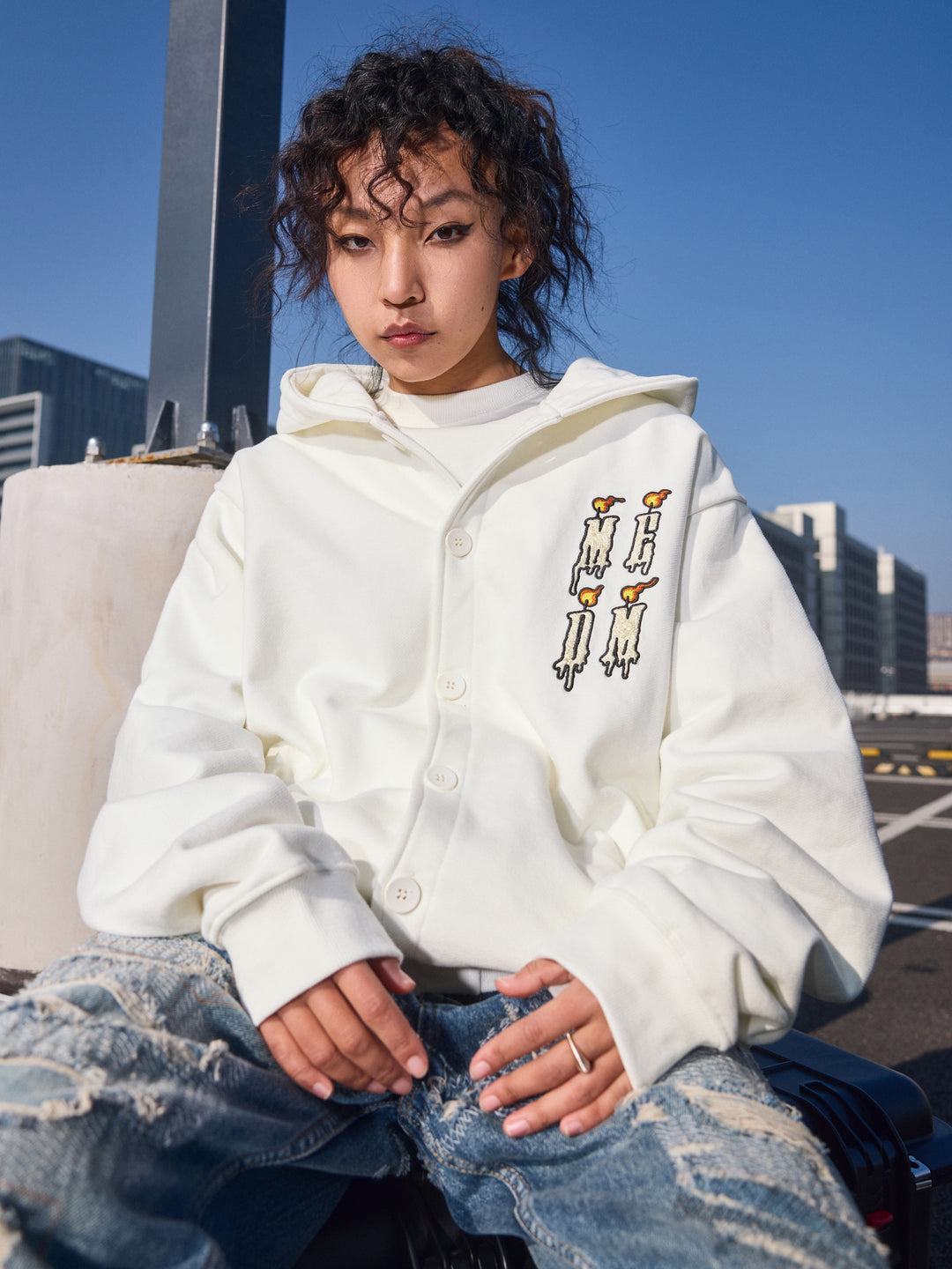 MEDM Candle Logo Button Cardigan Hoodie