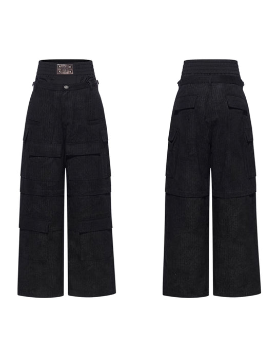 BLIND NO PLAN Removable Double-Waist Multi-Pocket Work Cargo Pants | Face 3 Face