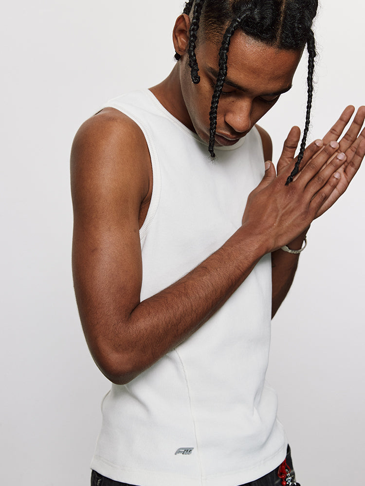 ANTIDOTE Pit Stripe Texture Slim Stretch Sleeveless Tee