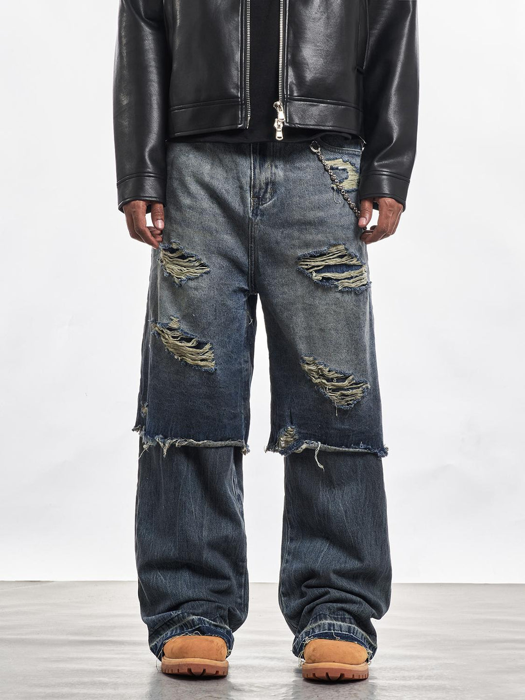 F3F Select Double Layer Ripped Baggy Jeans | Face 3 Face