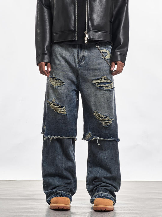F3F Select Double Layer Ripped Baggy Jeans | Face 3 Face